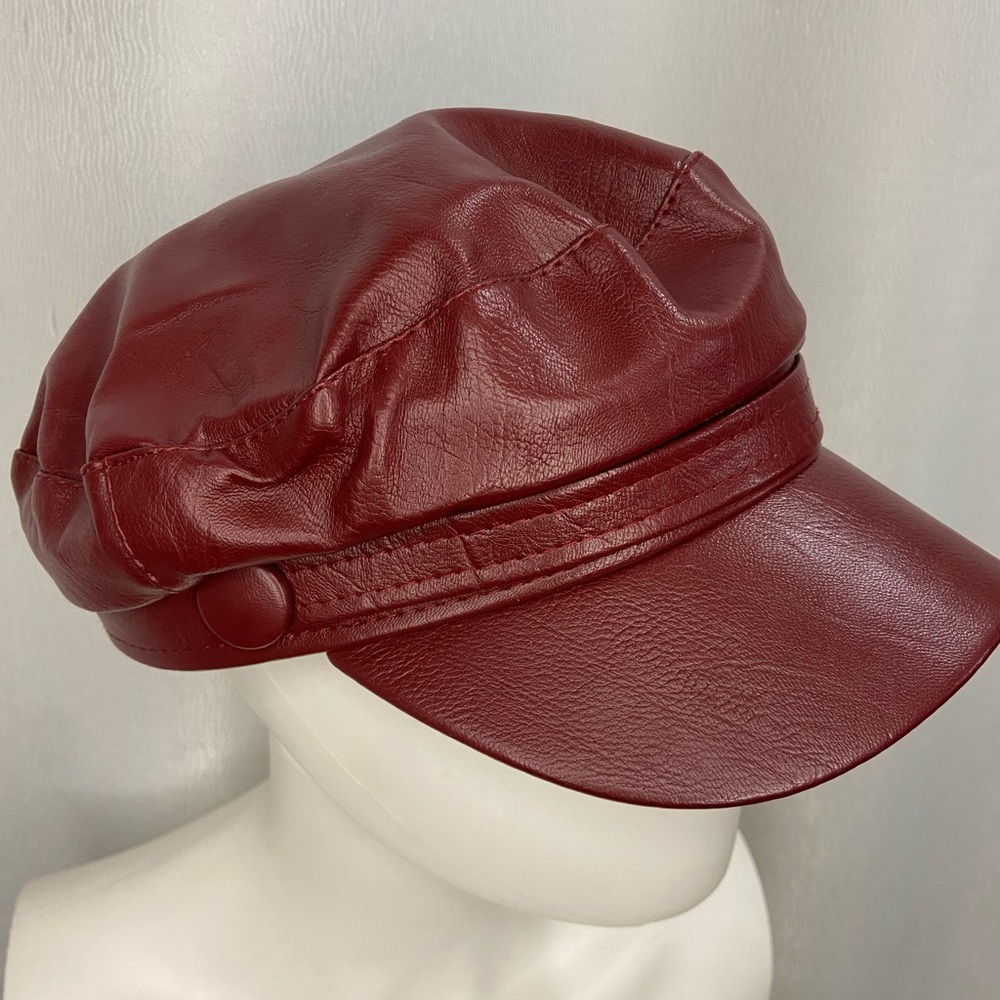 Stylish Red Leather Cap - Picture 5 of 7
